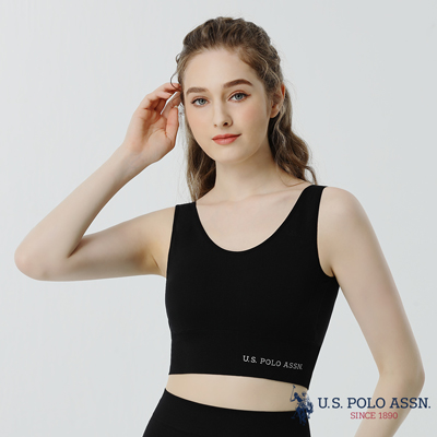 【U.S. POLO】美國USPOLO高彈無縫穩定內衣(寬肩款)(黑)2119